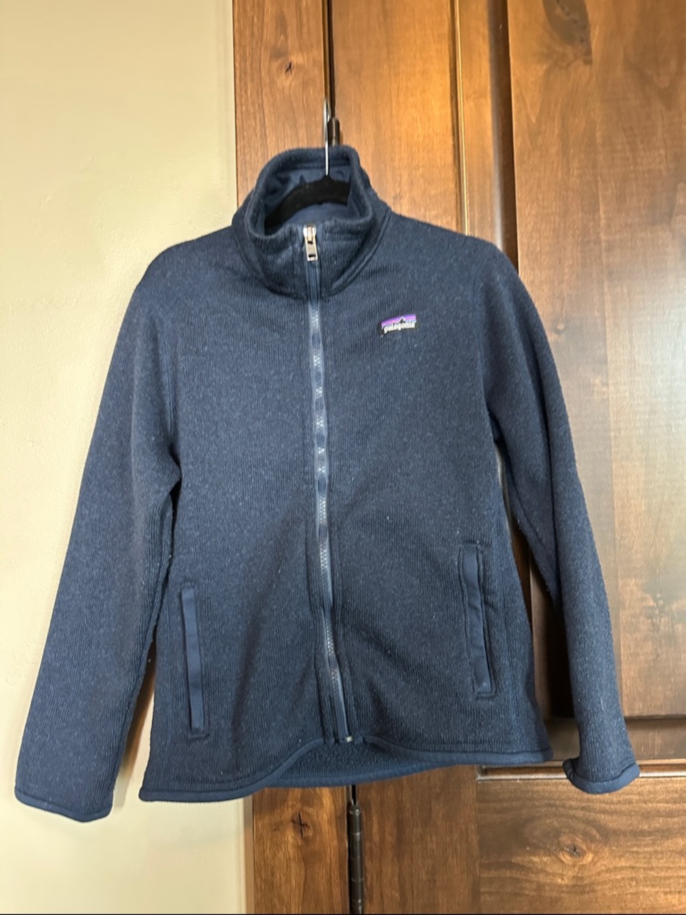 Patagonia Navy Full-Zip Fleece Jacket with Stand Collar-Small (7/8)